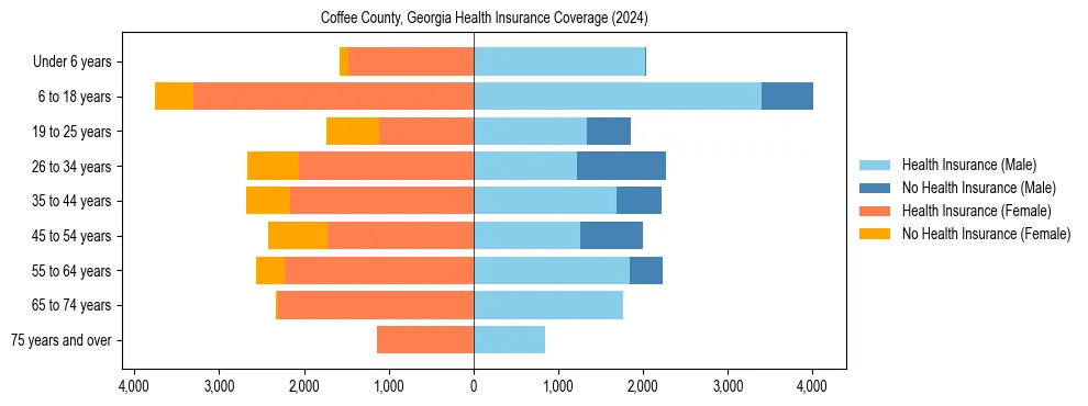 Health insurance pyramid for Coffee County, Georgia