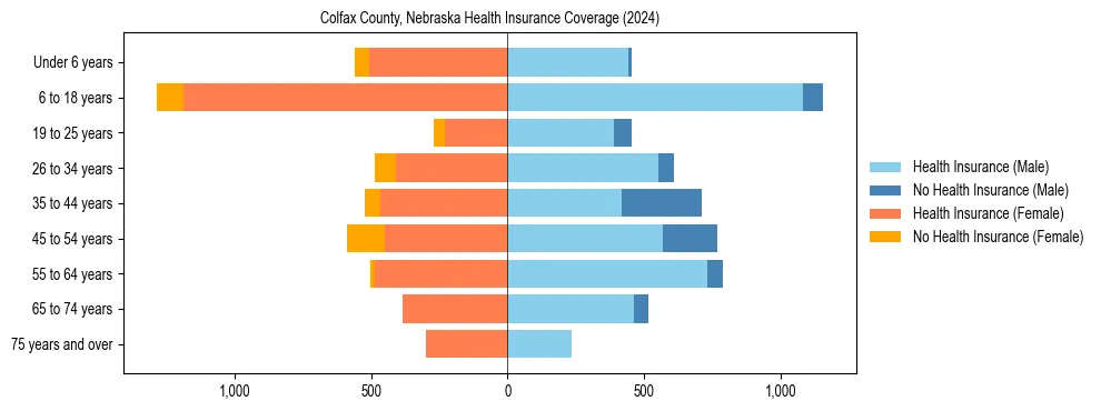 Health insurance pyramid for Colfax County, Nebraska