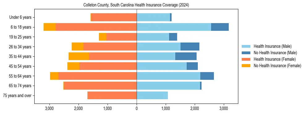 Health insurance pyramid for Colleton County, South Carolina