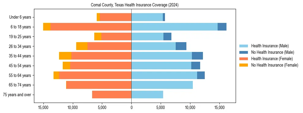 Health insurance pyramid for Comal County, Texas