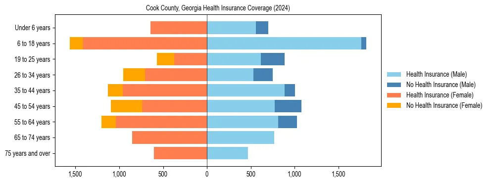 Health insurance pyramid for Cook County, Georgia