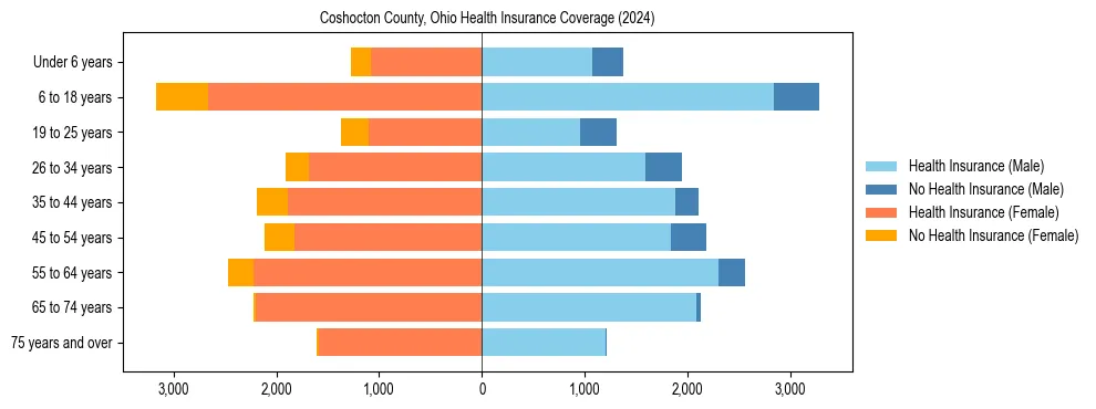 Health insurance pyramid for Coshocton County, Ohio