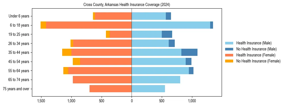 Health insurance pyramid for Cross County, Arkansas