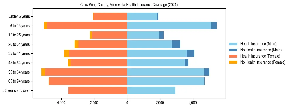 Health insurance pyramid for Crow Wing County, Minnesota