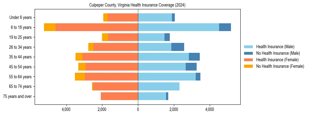 Health insurance pyramid for Culpeper County, Virginia