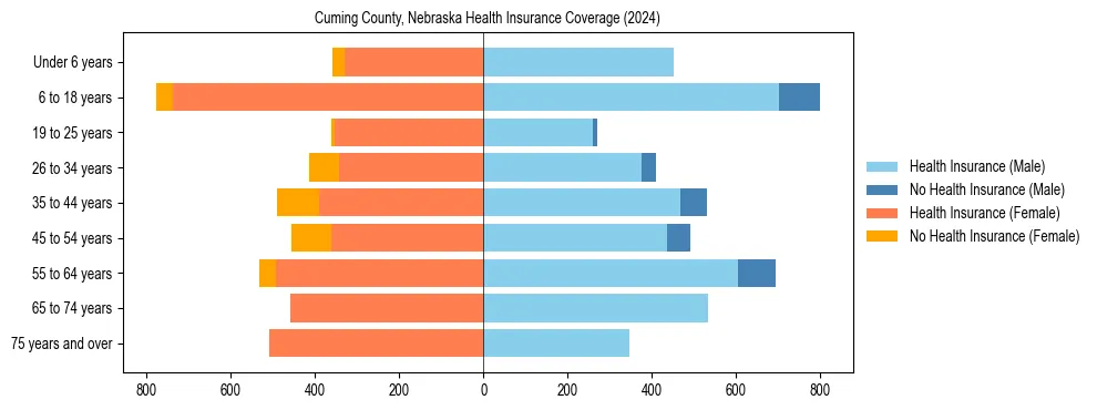 Health insurance pyramid for Cuming County, Nebraska