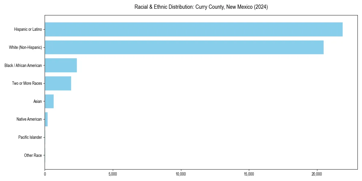 Bar chart showing racial distribution in  for 2024