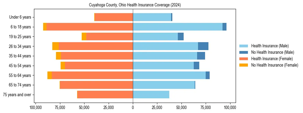 Health insurance pyramid for Cuyahoga County, Ohio