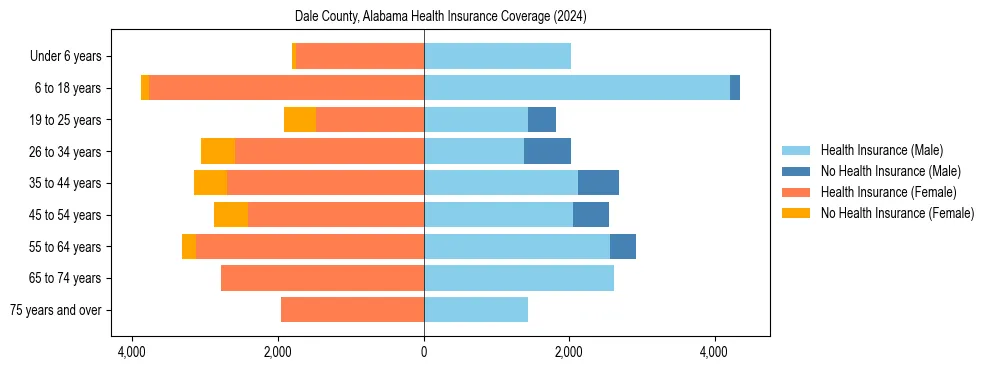 Health insurance pyramid for Dale County, Alabama