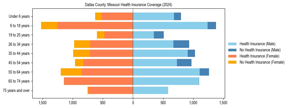 Health insurance pyramid for Dallas County, Missouri