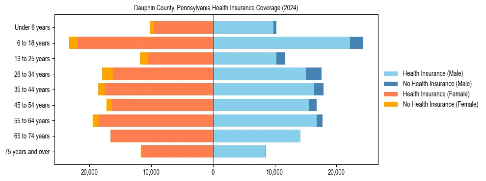 Health insurance pyramid for Dauphin County, Pennsylvania