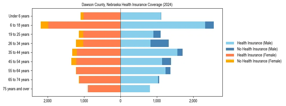 Health insurance pyramid for Dawson County, Nebraska