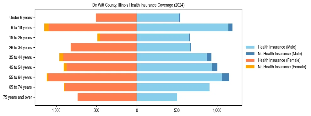 Health insurance pyramid for De Witt County, Illinois