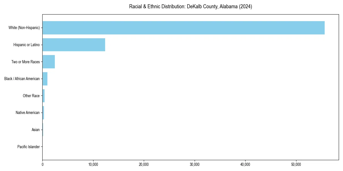 Bar chart showing racial distribution in  for 2024