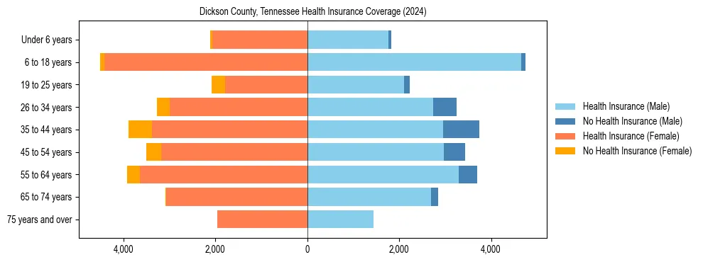 Health insurance pyramid for Dickson County, Tennessee