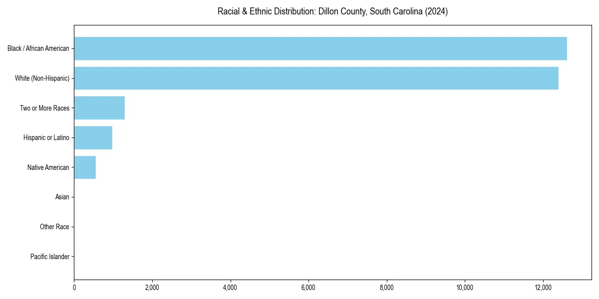 Bar chart showing racial distribution in  for 2024