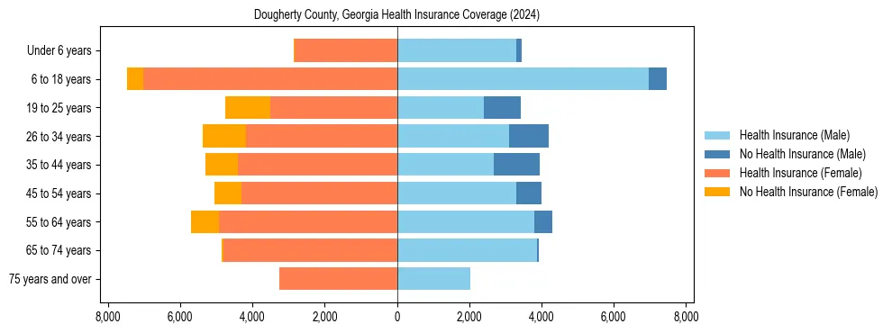 Health insurance pyramid for Dougherty County, Georgia