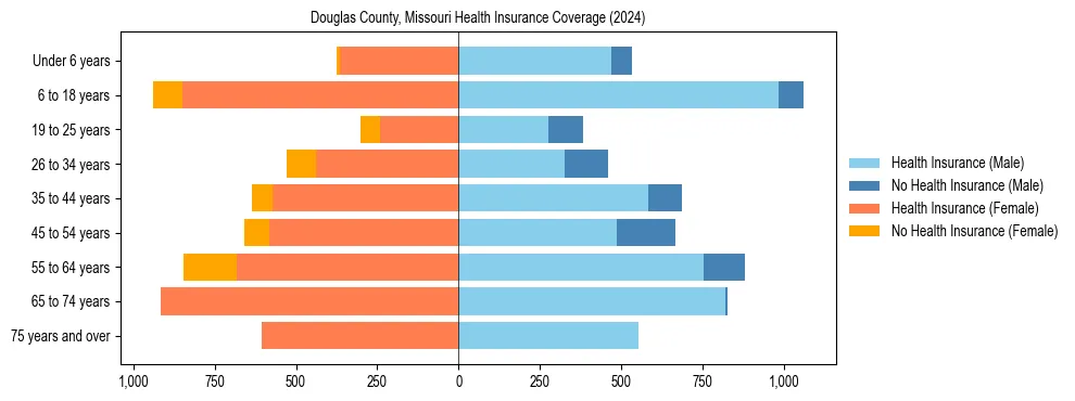 Health insurance pyramid for Douglas County, Missouri