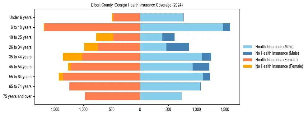 Health insurance pyramid for Elbert County, Georgia