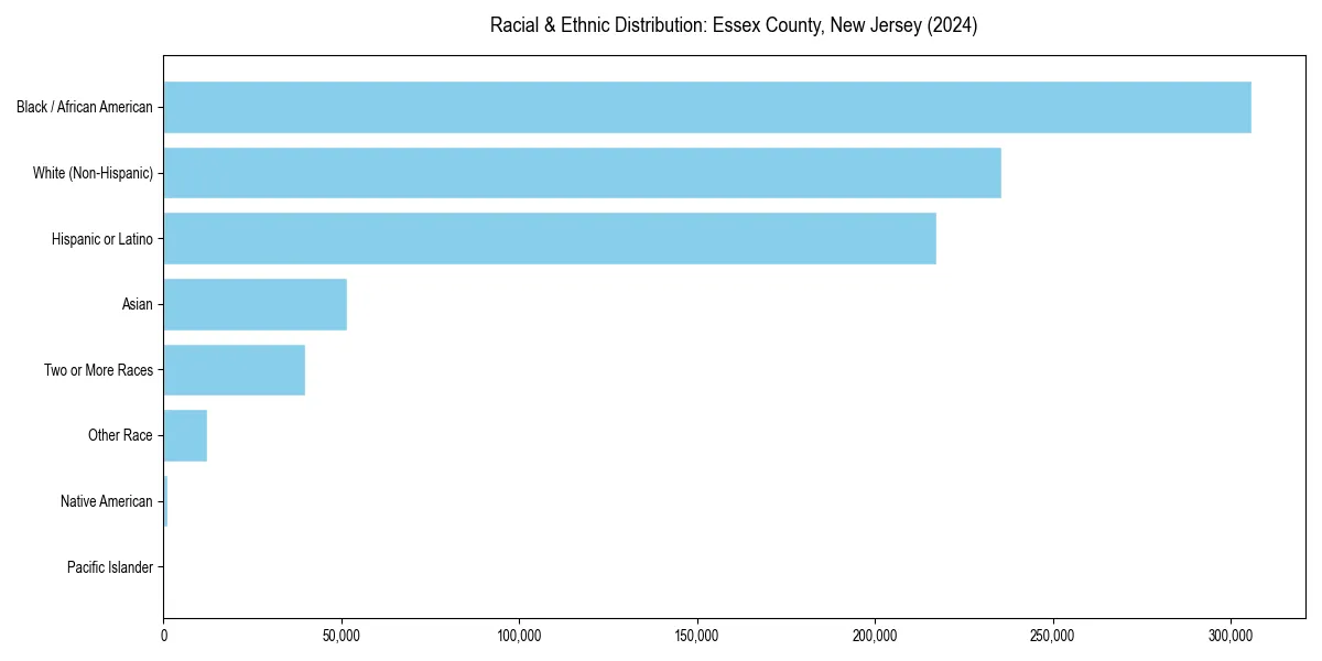 Bar chart showing racial distribution in  for 2024