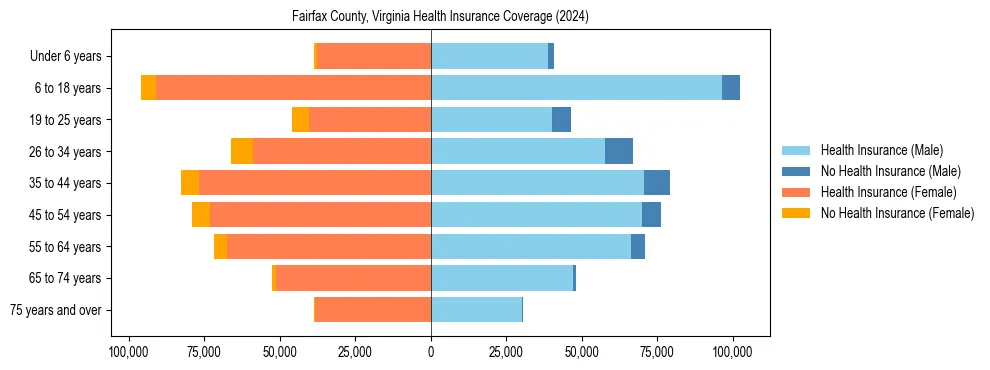 Health insurance pyramid for Fairfax County, Virginia