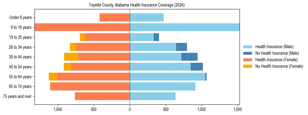 Health insurance pyramid for Fayette County, Alabama
