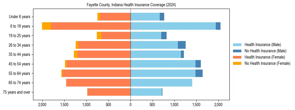 Health insurance pyramid for Fayette County, Indiana