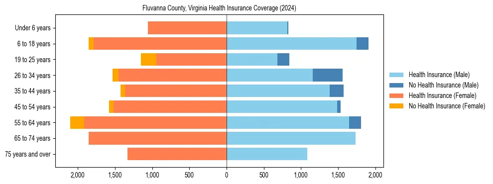 Health insurance pyramid for Fluvanna County, Virginia