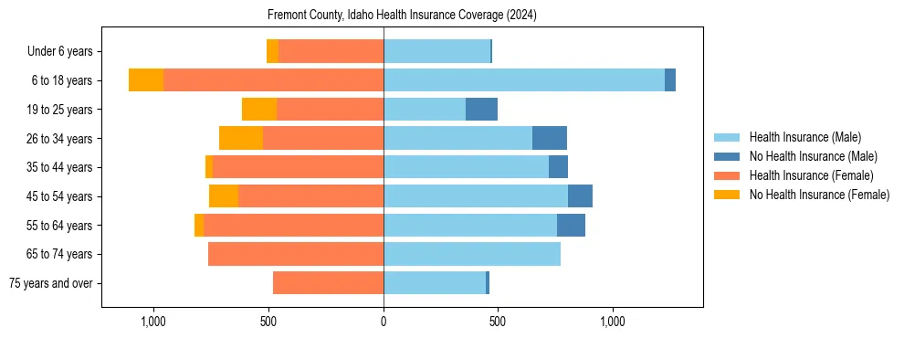 Health insurance pyramid for Fremont County, Idaho