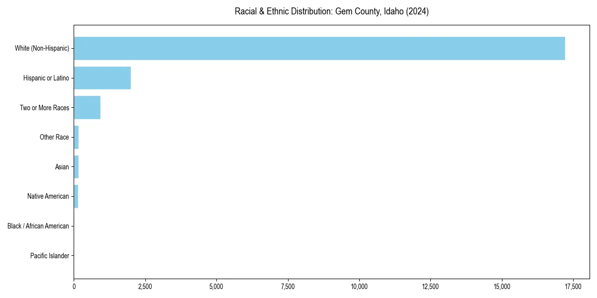 Bar chart showing racial distribution in  for 2024