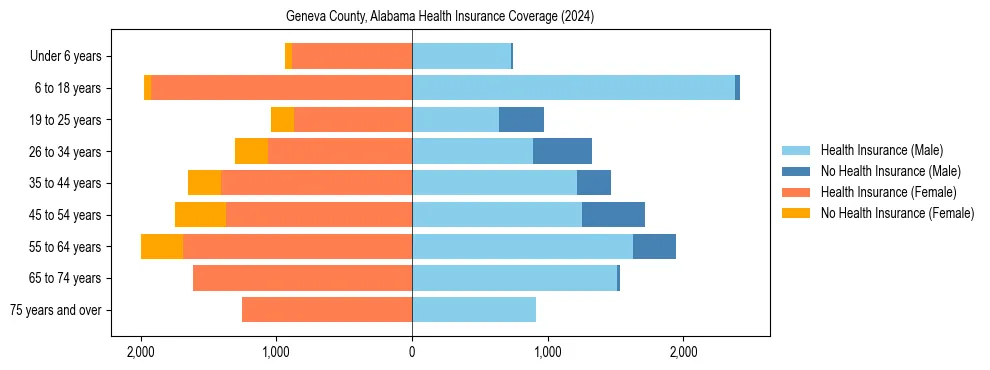 Health insurance pyramid for Geneva County, Alabama