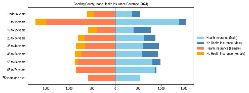 Health insurance pyramid for Gooding County, Idaho