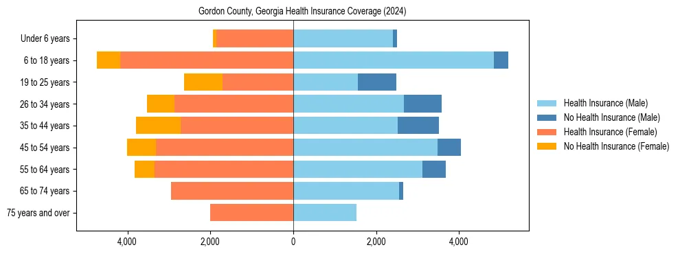 Health insurance pyramid for Gordon County, Georgia