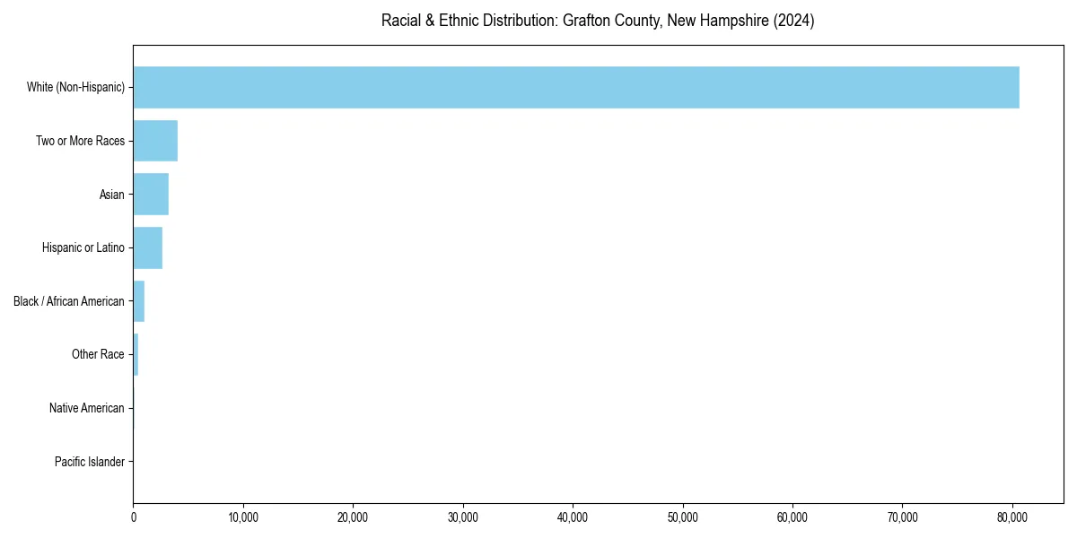 Bar chart showing racial distribution in  for 2024