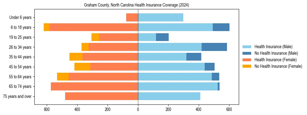 Health insurance pyramid for Graham County, North Carolina