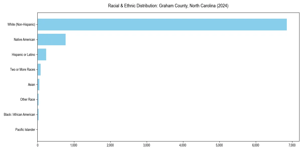 Bar chart showing racial distribution in  for 2024