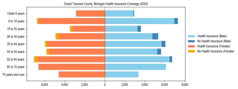 Health insurance pyramid for Grand Traverse County, Michigan