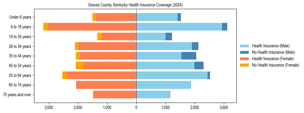 Health insurance pyramid for Graves County, Kentucky