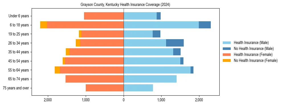 Health insurance pyramid for Grayson County, Kentucky