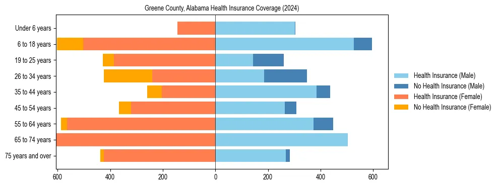 Health insurance pyramid for Greene County, Alabama