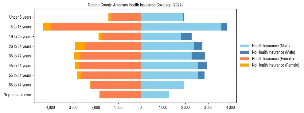 Health insurance pyramid for Greene County, Arkansas