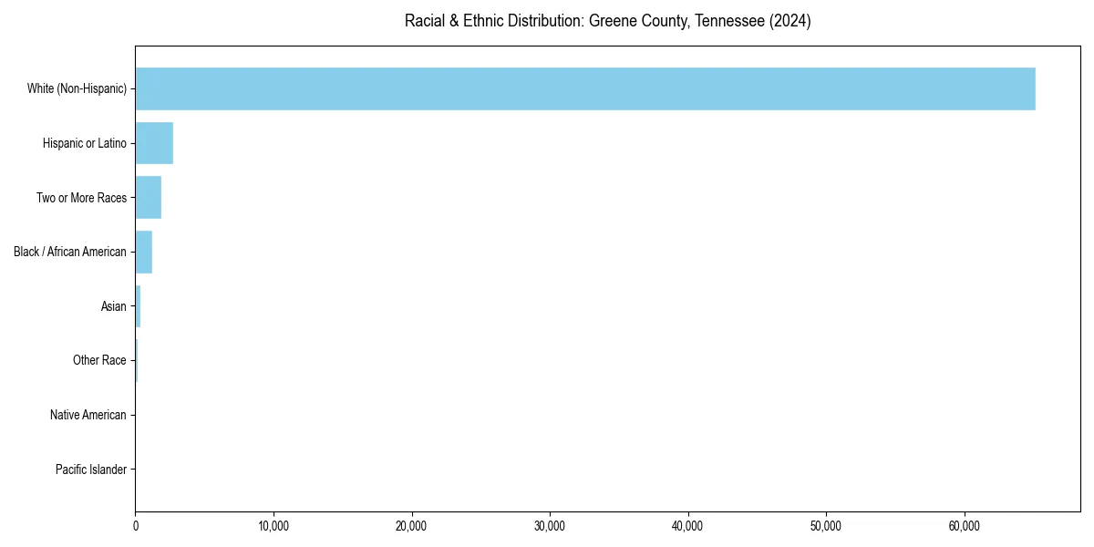 Bar chart showing racial distribution in  for 2024