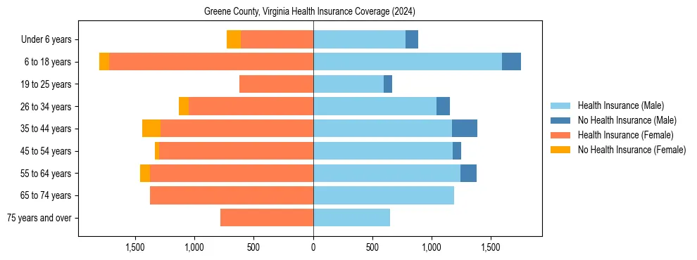 Health insurance pyramid for Greene County, Virginia