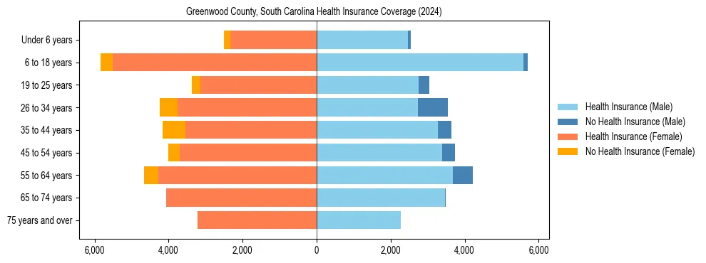 Health insurance pyramid for Greenwood County, South Carolina