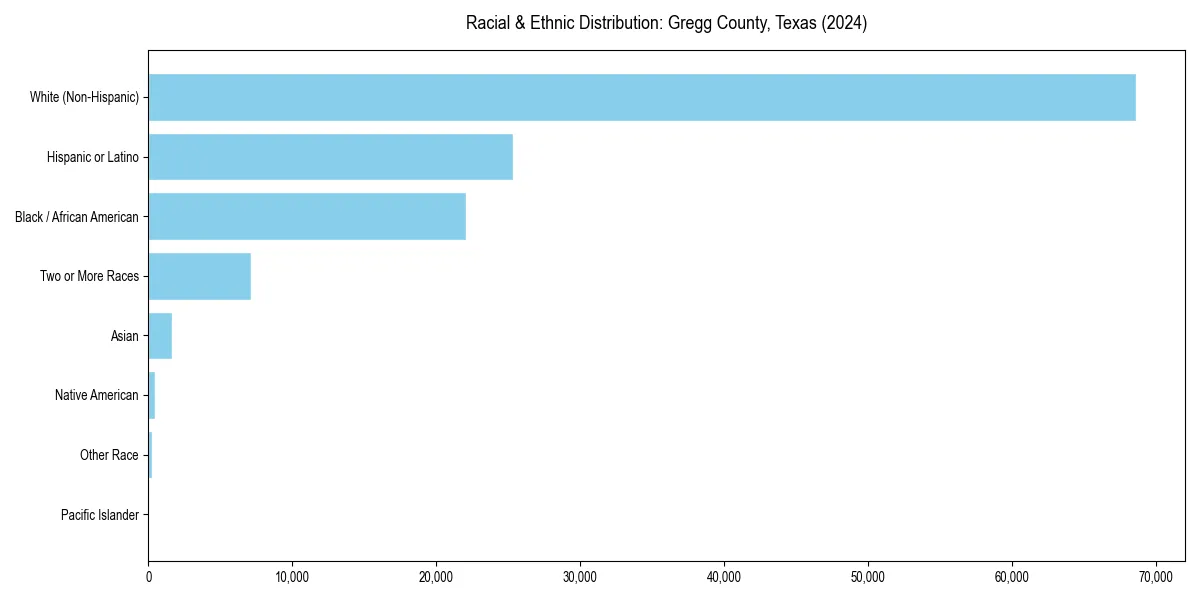 Bar chart showing racial distribution in  for 2024