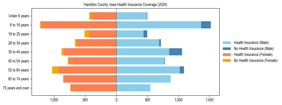 Health insurance pyramid for Hamilton County, Iowa