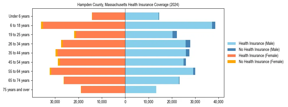Health insurance pyramid for Hampden County, Massachusetts