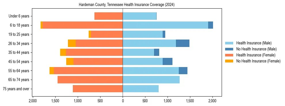 Health insurance pyramid for Hardeman County, Tennessee