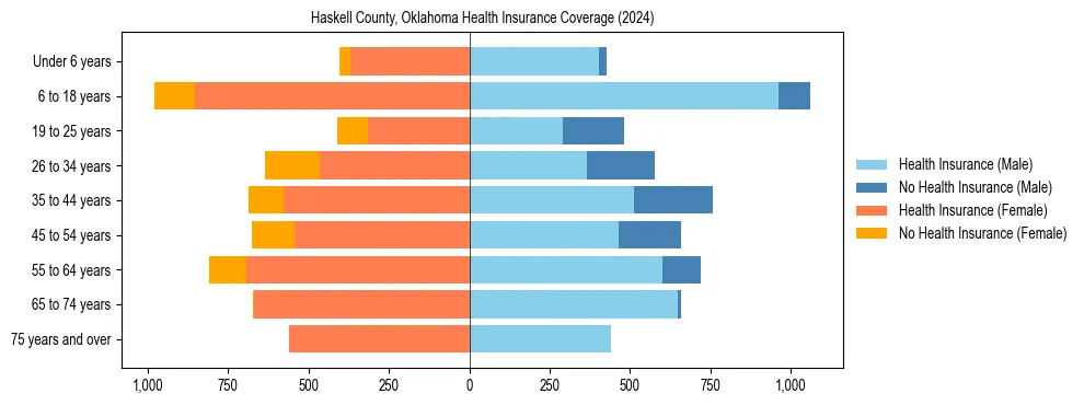 Health insurance pyramid for Haskell County, Oklahoma