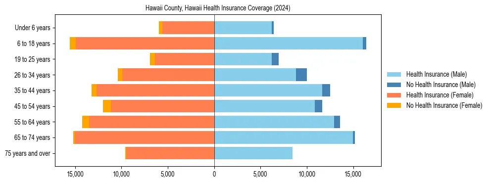 Health insurance pyramid for Hawaii County, Hawaii